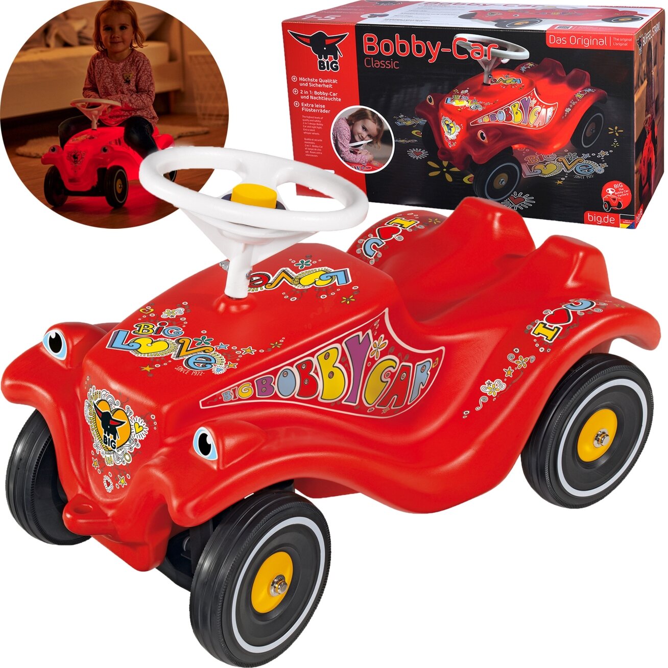 BIG Ežiukas Bobby Car Classic su šviečiančiu klaksonu