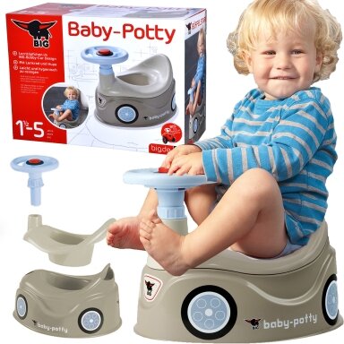 BIG pilkas naktipuodis New Bobby Car automobiliukas su vairu