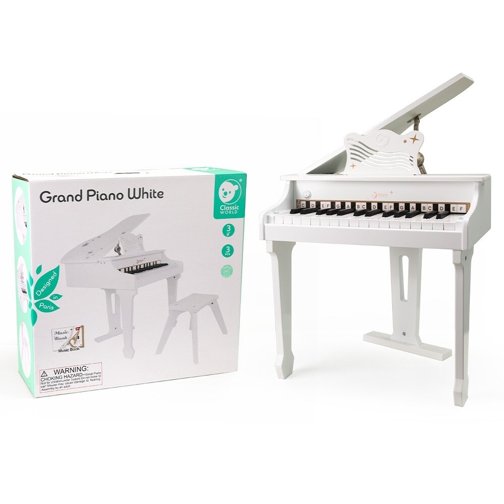 CLASSIC WORLD Didelis vaikiškas pianinas–fortepijonas su kėdute ir mokymosi knygele 4 CLASSIC WORLD Didelis vaikiškas pianinas–fortepijonas su kėdute ir mokymosi knygele 4