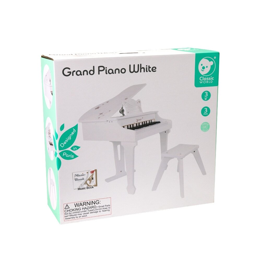 CLASSIC WORLD Didelis vaikiškas pianinas–fortepijonas su kėdute ir mokymosi knygele 5 CLASSIC WORLD Didelis vaikiškas pianinas–fortepijonas su kėdute ir mokymosi knygele 5