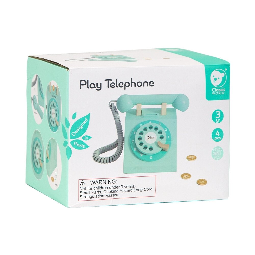 CLASSIC WORLD Klasikinis medinis telefonas vaikams 4 el. 10