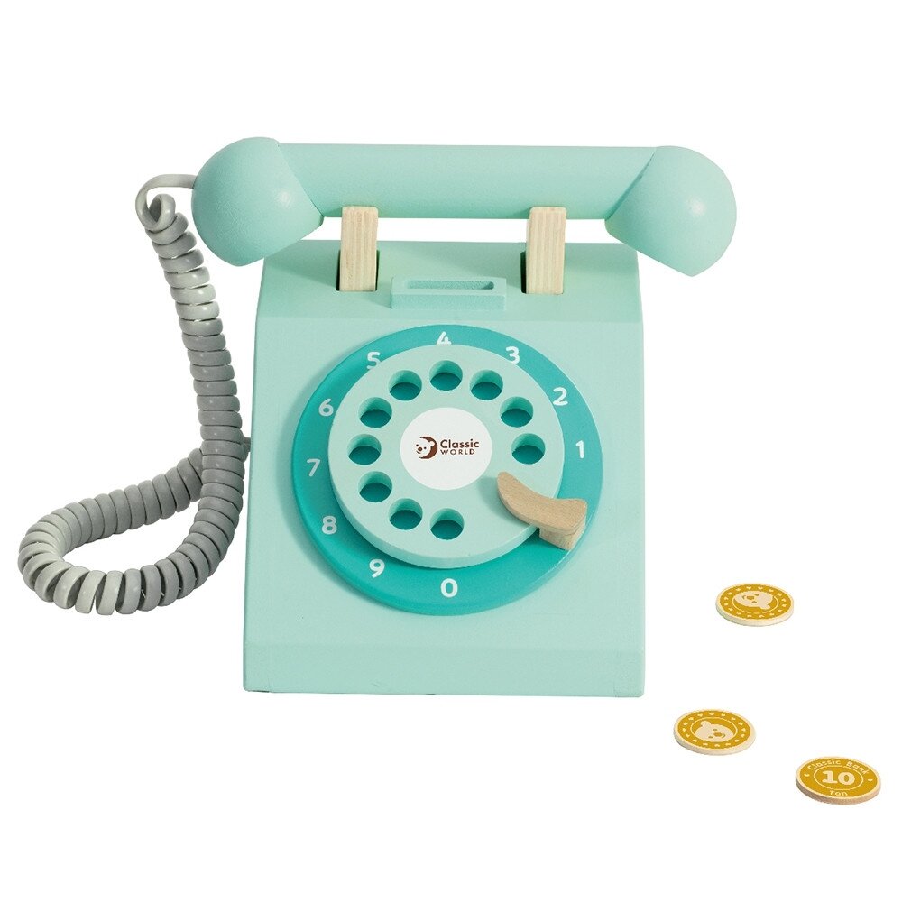 CLASSIC WORLD Klasikinis medinis telefonas vaikams 4 el. 6 CLASSIC WORLD Klasikinis medinis telefonas vaikams 4 el. 6