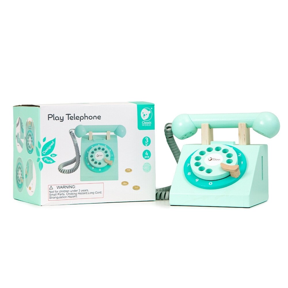 CLASSIC WORLD Klasikinis medinis telefonas vaikams 4 el. 9