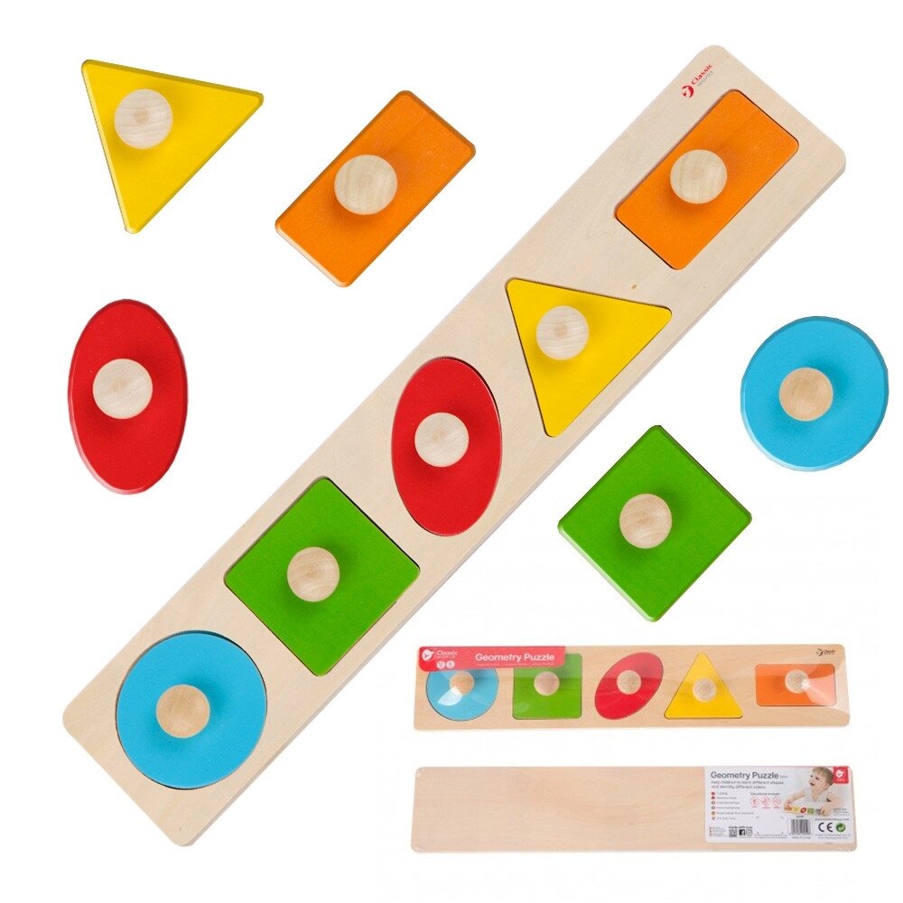 CLASSIC WORLD Medinė geometrinė MONTESSORI dėlionė – formų rūšiuoklė, spalvų pažinimas, 6 el. CLASSIC WORLD Medinė geometrinė MONTESSORI dėlionė – formų rūšiuoklė, spalvų pažinimas, 6 el.