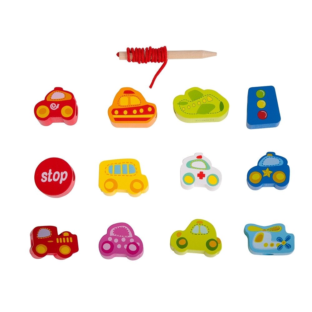 CLASSIC WORLD Medinės verimo kaladėlės „Kelių eismas“ 13 vnt. 6