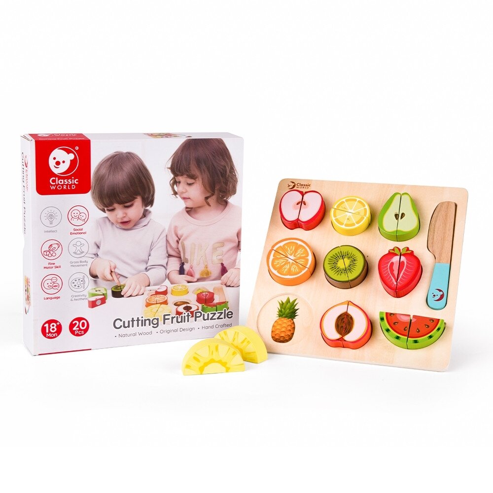CLASSIC WORLD Vaisių pjaustymo rinkinys su lipukais MONTESSORI 20 el. 7