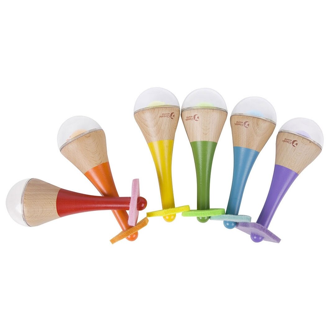 CLASSIC WORLD Barškutis 2in1 Medinis instrumentas Vaivorykštinis marakasas 1 vnt. 6 CLASSIC WORLD Barškutis 2in1 Medinis instrumentas Vaivorykštinis marakasas 1 vnt. 6