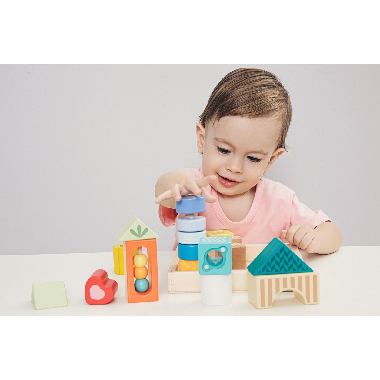 CLASSIC WORLD Sensorinės medinės kaladėlės 7 funkcijos Daugiafunkcis rūšiavimo žaidimas Formos Garsas MONTESSORI 14 el. 7