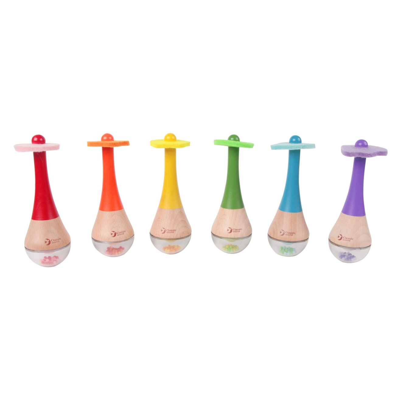 CLASSIC WORLD Barškutis 2in1 Medinis instrumentas Vaivorykštinis marakasas 1 vnt. 4