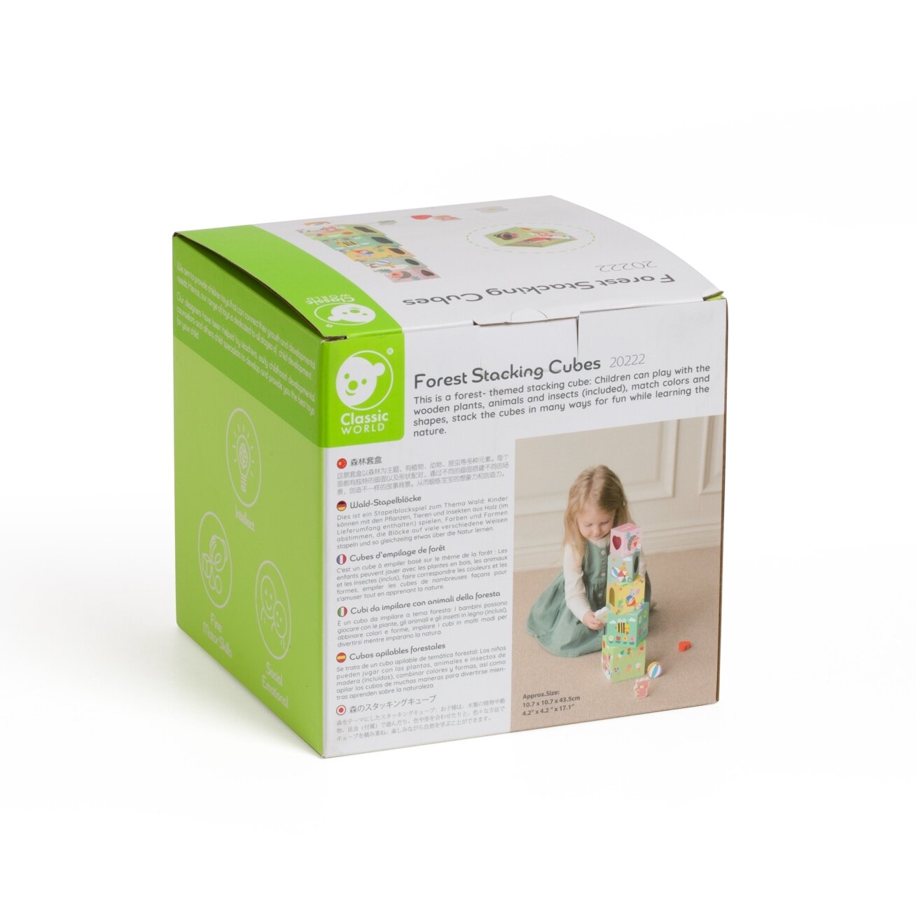 CLASSIC WORLD Dėliojimo kubeliai Box Miško piramidė 10 vnt. FSC 10 CLASSIC WORLD Dėliojimo kubeliai Box Miško piramidė 10 vnt. FSC 10