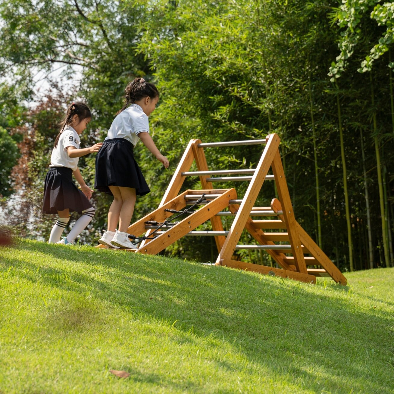 CLASSIC WORLD EDU Medinė žaidimų aikštelė XL rinkinys Montessori laipiojimo kopėtėlės 1