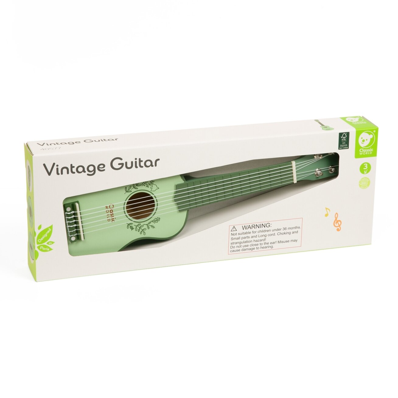 CLASSIC WORLD Vaikiška medinė vintažinė gitara vaikams 3+ 12 CLASSIC WORLD Vaikiška medinė vintažinė gitara vaikams 3+ 12