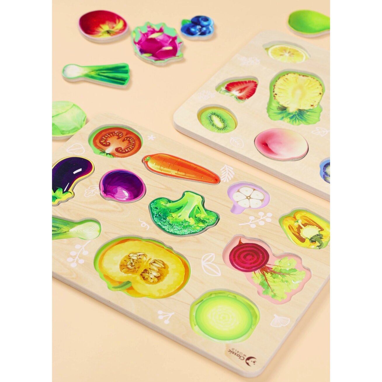 CLASSIC WORLD Medinė Montessori dėlionė Daržovės 3 CLASSIC WORLD Medinė Montessori dėlionė Daržovės 3