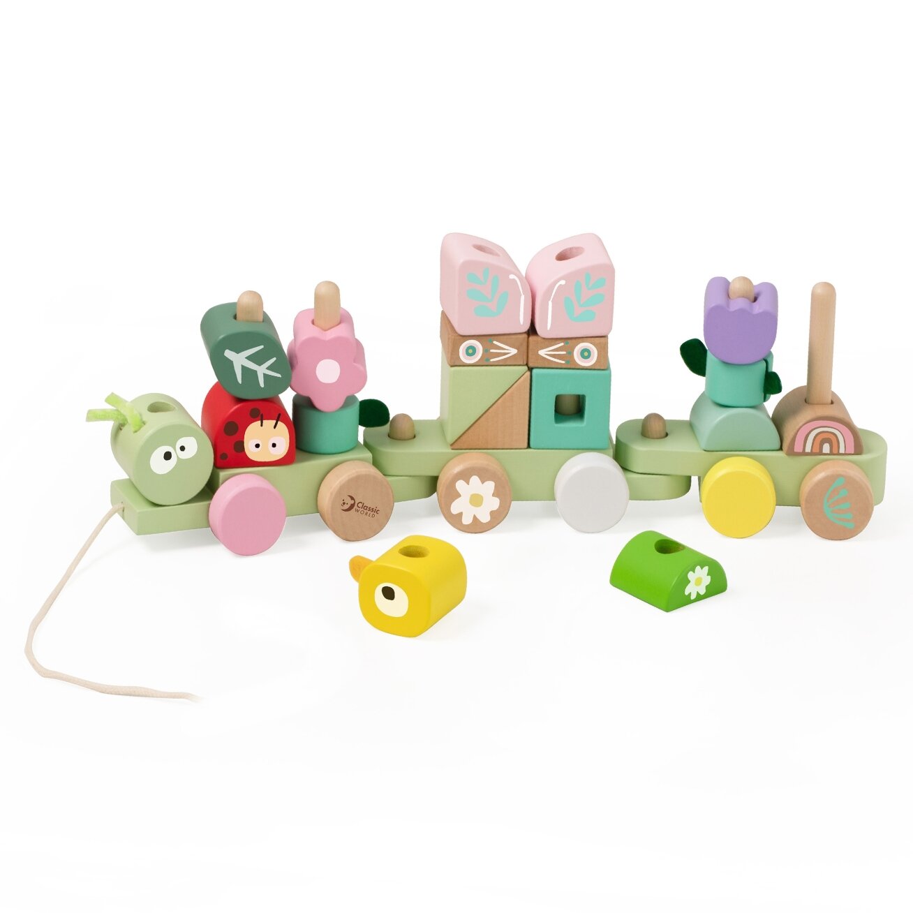 CLASSIC WORLD Montessori traukinukas Vikšras medinė dėlionė 2