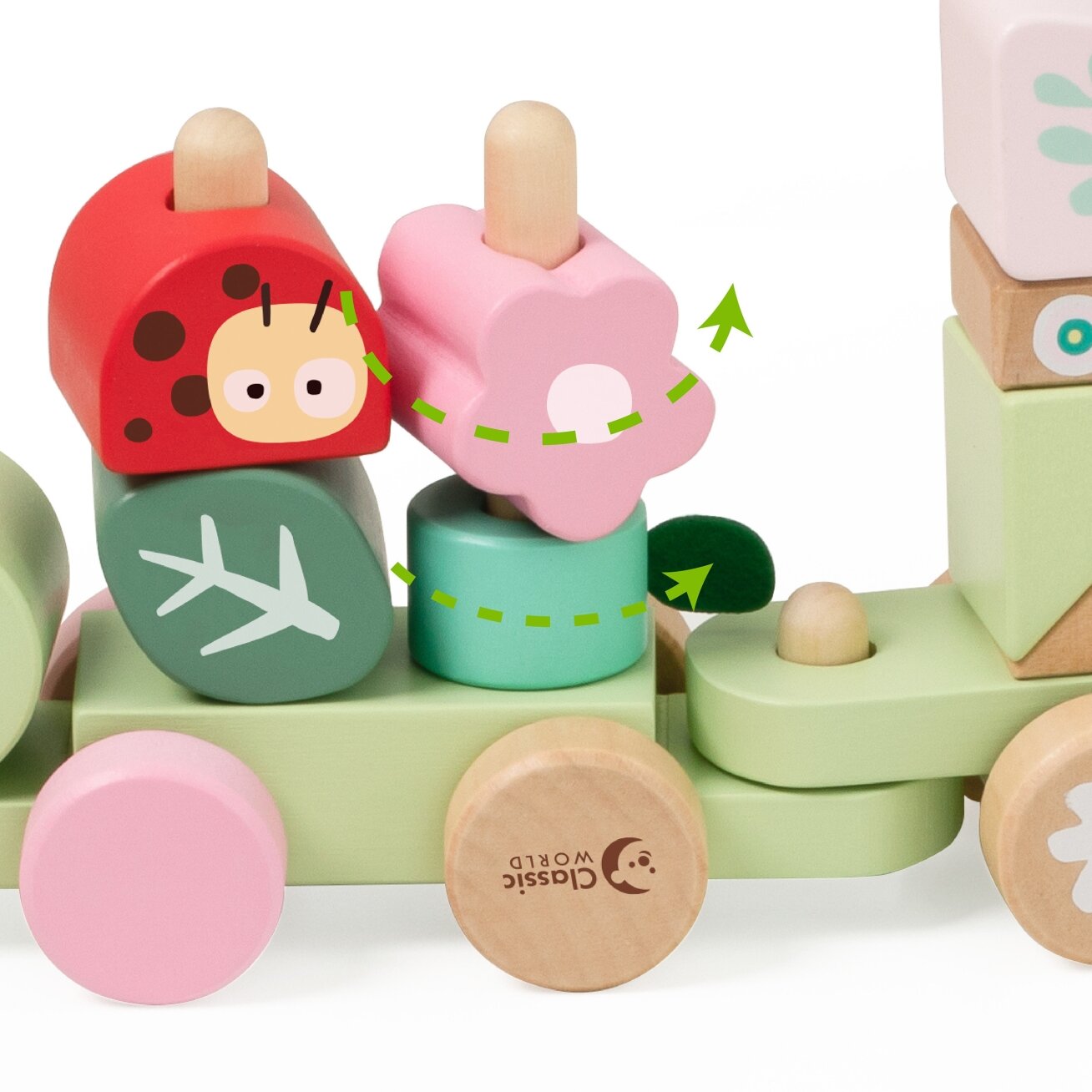 CLASSIC WORLD Montessori traukinukas Vikšras medinė dėlionė 3 CLASSIC WORLD Montessori traukinukas Vikšras medinė dėlionė 3