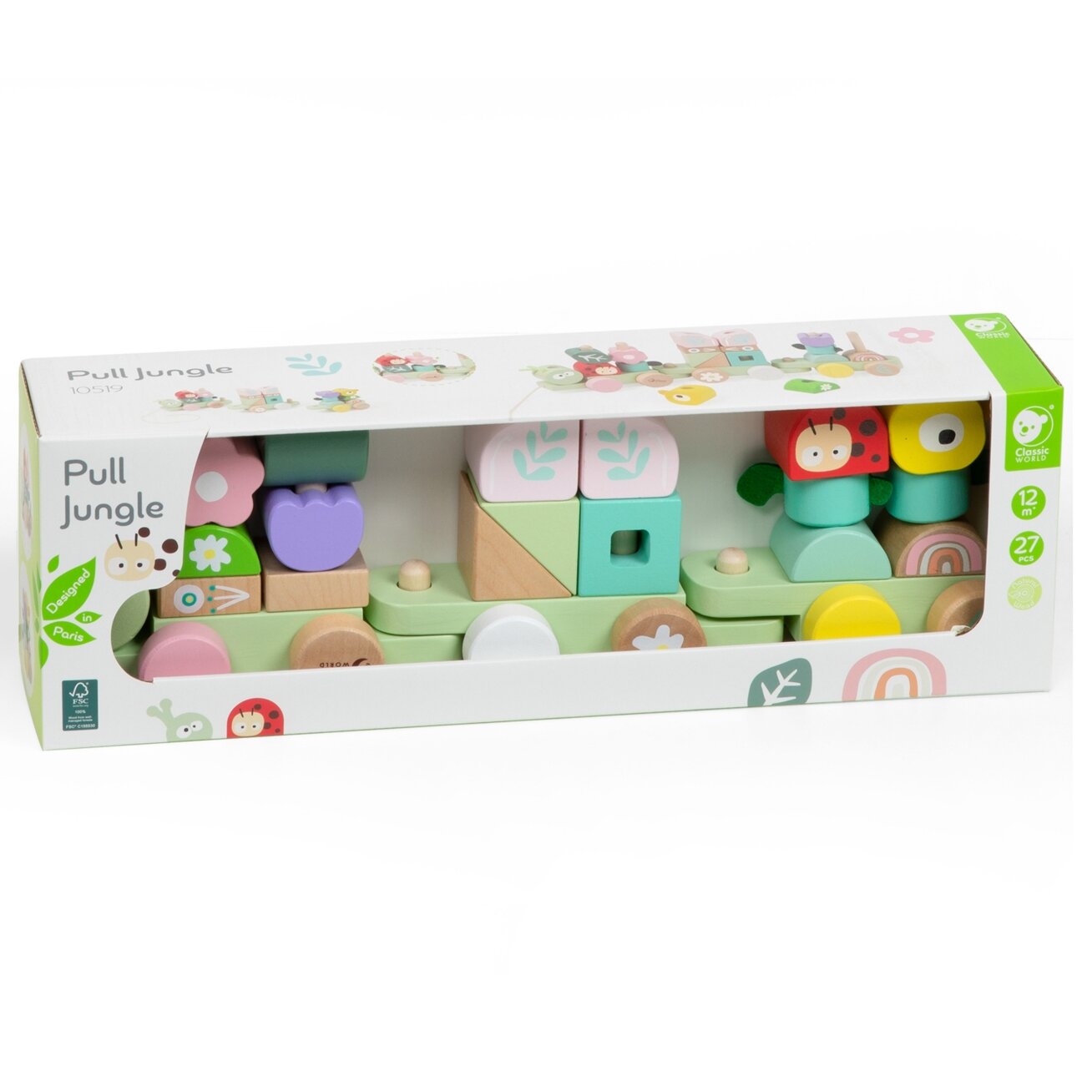 CLASSIC WORLD Montessori traukinukas Vikšras medinė dėlionė 8