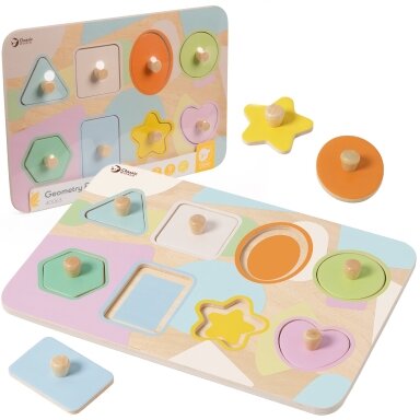 CLASSIC WORLD Geometrinė dėlionė (puzzle) su kaladėlėmis, 9 el.