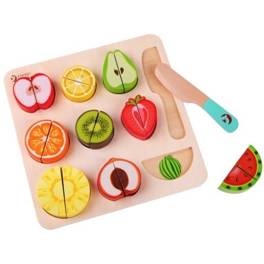CLASSIC WORLD Vaisių pjaustymo rinkinys su lipukais MONTESSORI 20 el.