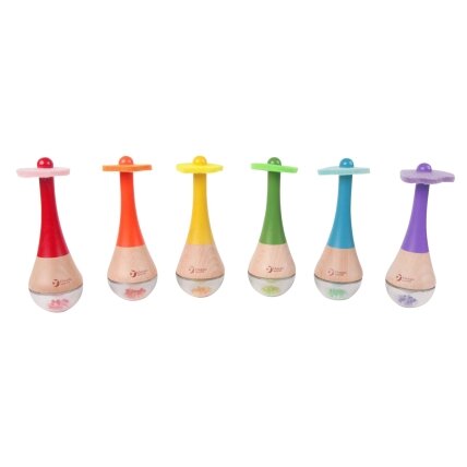 CLASSIC WORLD Barškutis 2in1 Medinis instrumentas Vaivorykštinis marakasas 1 vnt. 4