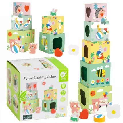 CLASSIC WORLD Dėliojimo kubeliai Box Miško piramidė 10 vnt. FSC CLASSIC WORLD Dėliojimo kubeliai Box Miško piramidė 10 vnt. FSC