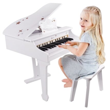 CLASSIC WORLD Didelis vaikiškas pianinas–fortepijonas su kėdute ir mokymosi knygele CLASSIC WORLD Didelis vaikiškas pianinas–fortepijonas su kėdute ir mokymosi knygele