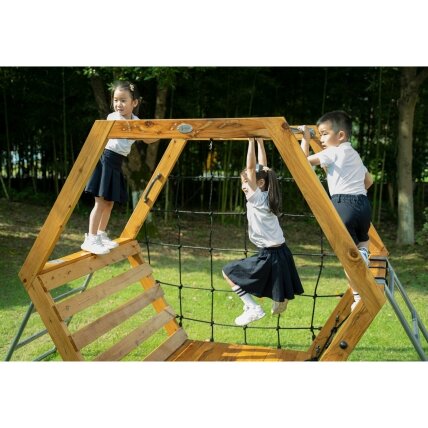 CLASSIC WORLD EDU Medinė žaidimų aikštelė XXL – šešiakampis laipiojimo rinkinys 3