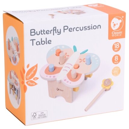 CLASSIC WORLD Montessori pastelinė kalamųjų kaištukų dėlionė Drugelis su plaktuku 8 el. 4