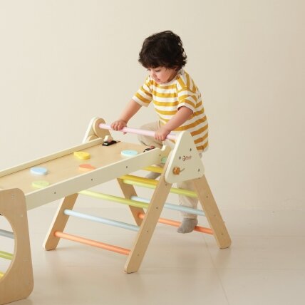 CLASSIC WORLD medinis laipiojimo rinkinys Montessori trikampis 5in1 – vaikų vidaus žaidimų aikštelė ir sporto kampelis 1 CLASSIC WORLD medinis laipiojimo rinkinys Montessori trikampis 5in1 – vaikų vidaus žaidimų aikštelė ir sporto kampelis 1