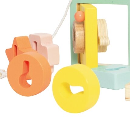 CLASSIC WORLD Medinė pervėrimo dėlionė – suveriami kaladėliai, raktai ir durys MONTESSORI 11 el. 17