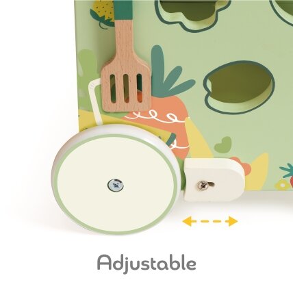 CLASSIC WORLD Medinė virtuvėlė 2in1 stumdukas Atsukami ratai 10