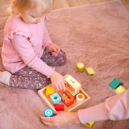 CLASSIC WORLD Sensorinės medinės kaladėlės 7 funkcijos Daugiafunkcis rūšiavimo žaidimas Formos Garsas MONTESSORI 14 el. 6