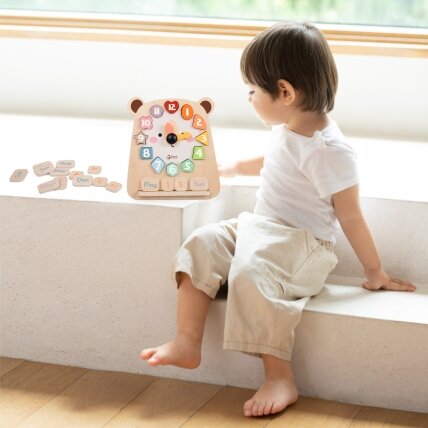 CLASSIC WORLD Montessori edukacinis laikrodis Meškiukas 3in1 laiko, skaičiavimo ir datos mokymuisi 1