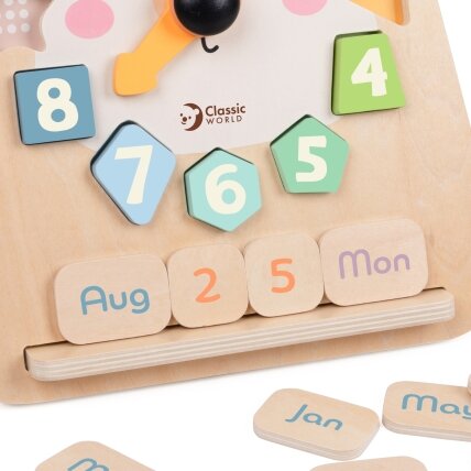 CLASSIC WORLD Montessori edukacinis laikrodis Meškiukas 3in1 laiko, skaičiavimo ir datos mokymuisi 8