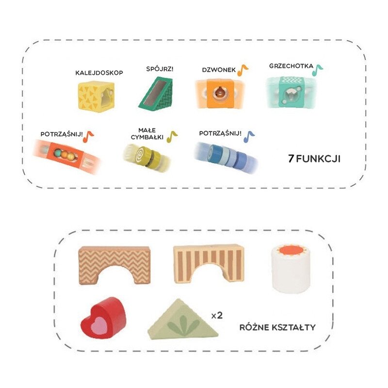 CLASSIC WORLD Sensorinės medinės kaladėlės 7 funkcijos Daugiafunkcis rūšiavimo žaidimas Formos Garsas MONTESSORI 14 el. 13