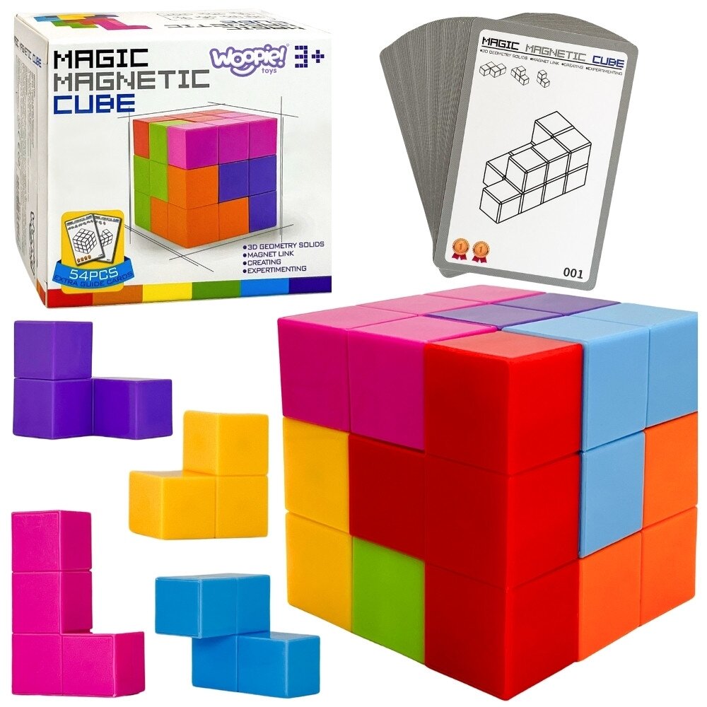 WOOPIE Magnetinių 3D Tetris kaladėlių dėlionė su kortelių rinkiniu
