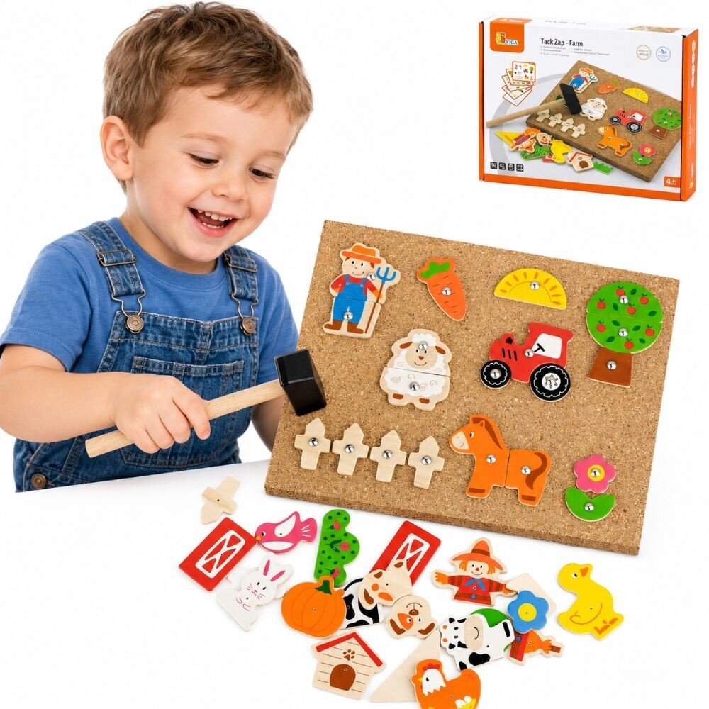 VIGA medinė kalimo mozaika Ūkis kamštinė lenta Montessori