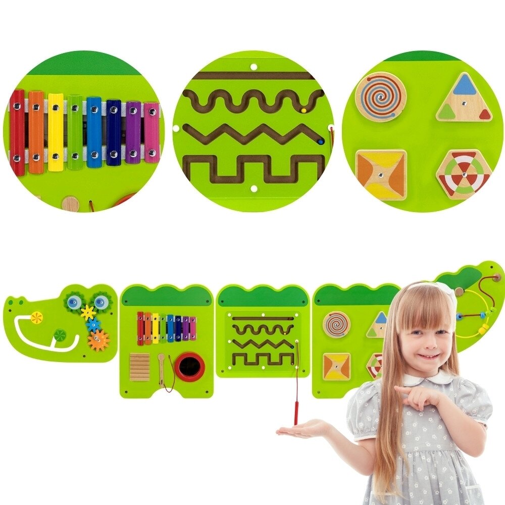 VIGA sensorinė manipuliacinė lenta Krokodilas FSC sertifikatas Montessori VIGA sensorinė manipuliacinė lenta Krokodilas FSC sertifikatas Montessori