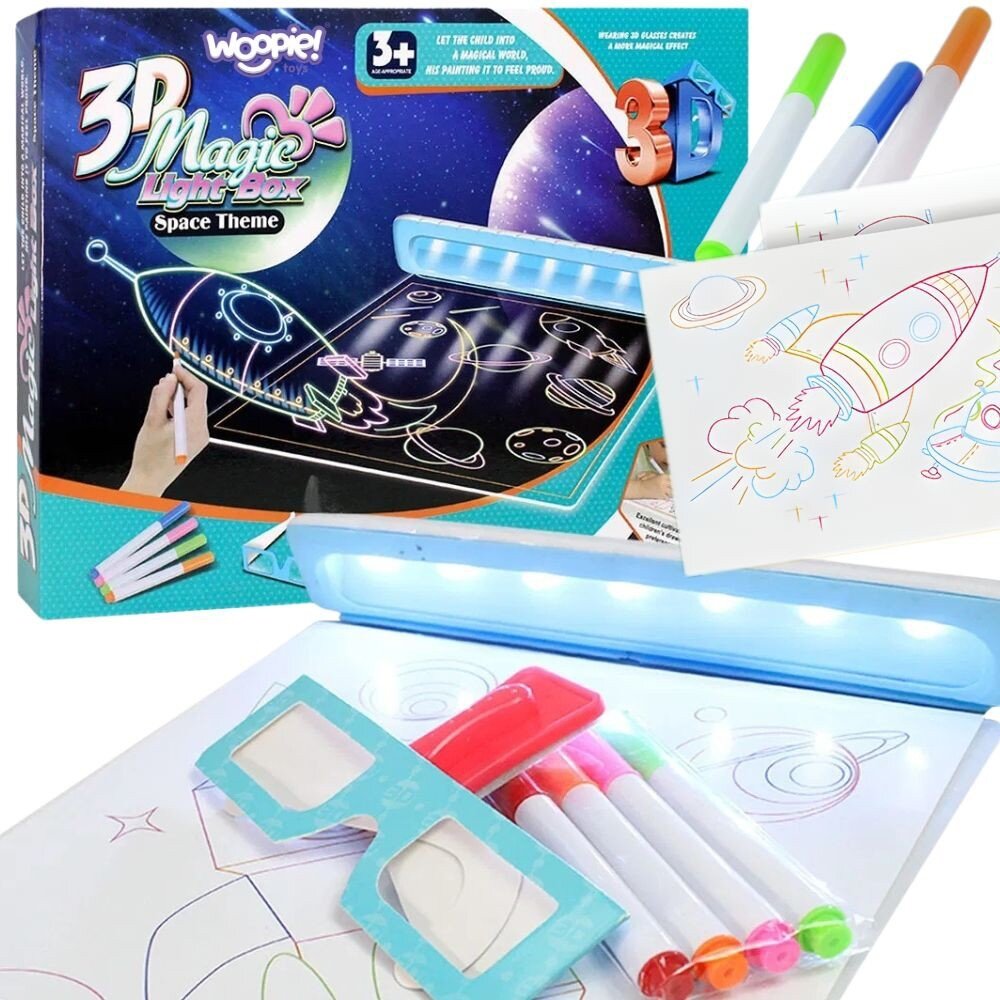 WOOPIE Magnetinė 3D piešimo lentelė su LED apšvietimu