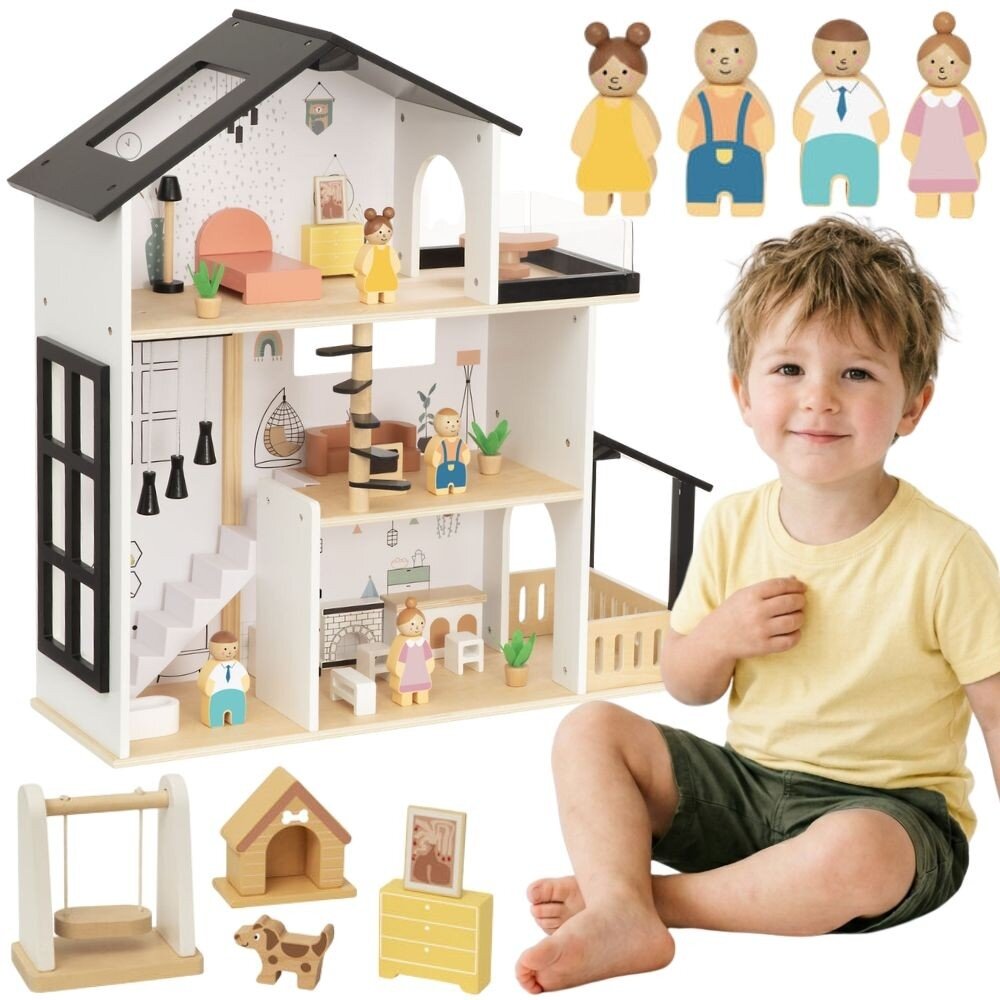 TOOKY TOY Medinė lėlių rezidencija 25 elementai