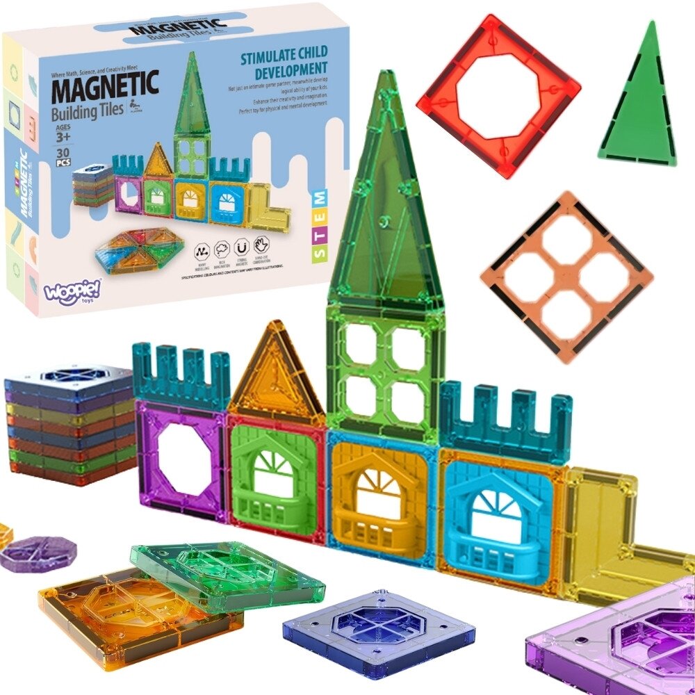 WOOPIE Magnetinės konstrukcinės kaladėlės 3D edukacinis rinkinys Pilis 30 vnt. 5 WOOPIE Magnetinės konstrukcinės kaladėlės 3D edukacinis rinkinys Pilis 30 vnt. 5