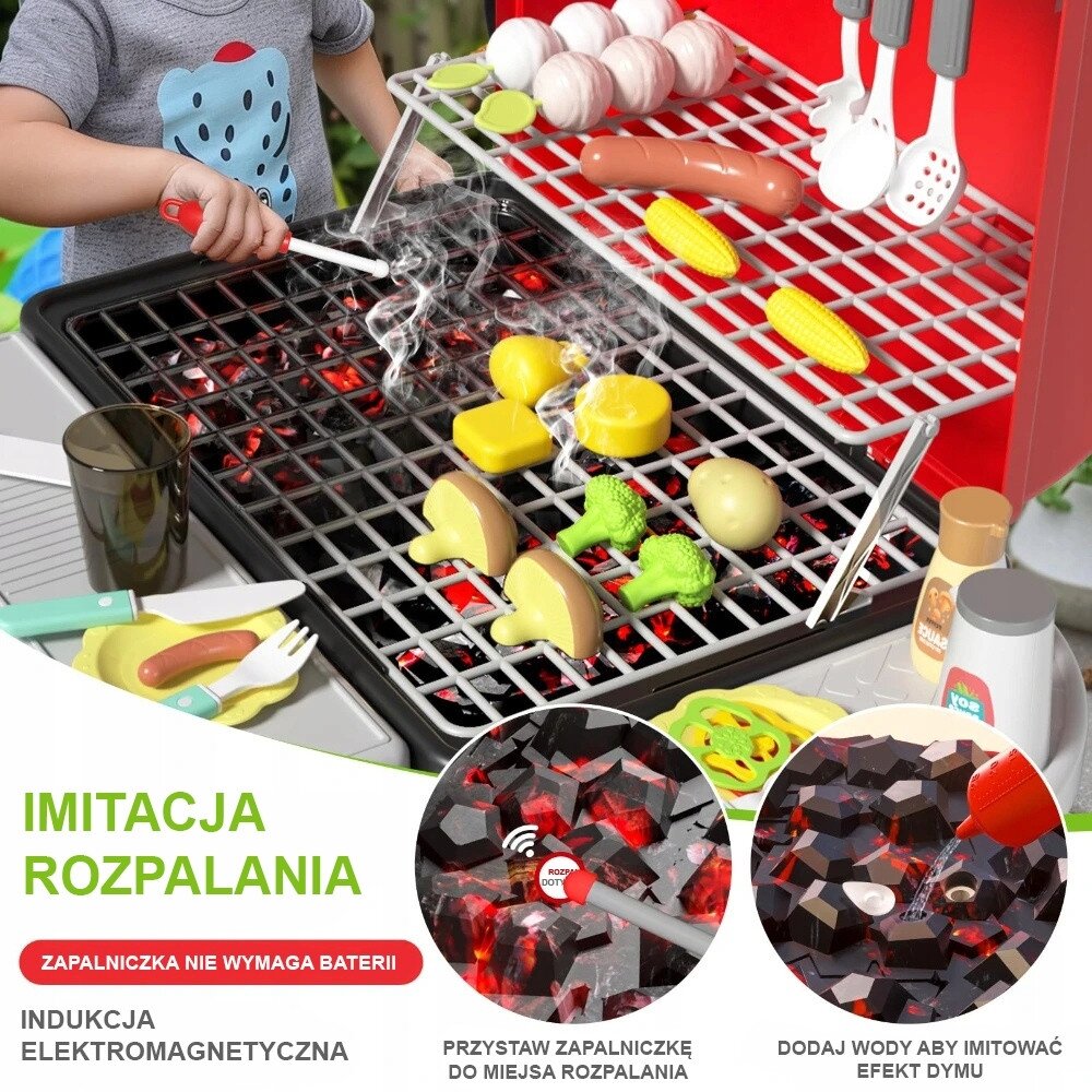 WOOPIE Interaktyvus lauko grilis Barbecue virtuvė su garų efektu LED XL rinkinys 41 el. 8