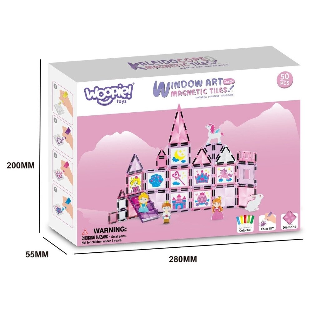 WOOPIE Magnetinių kaladėlių rinkinys Princesės pilis 50 vnt. 13