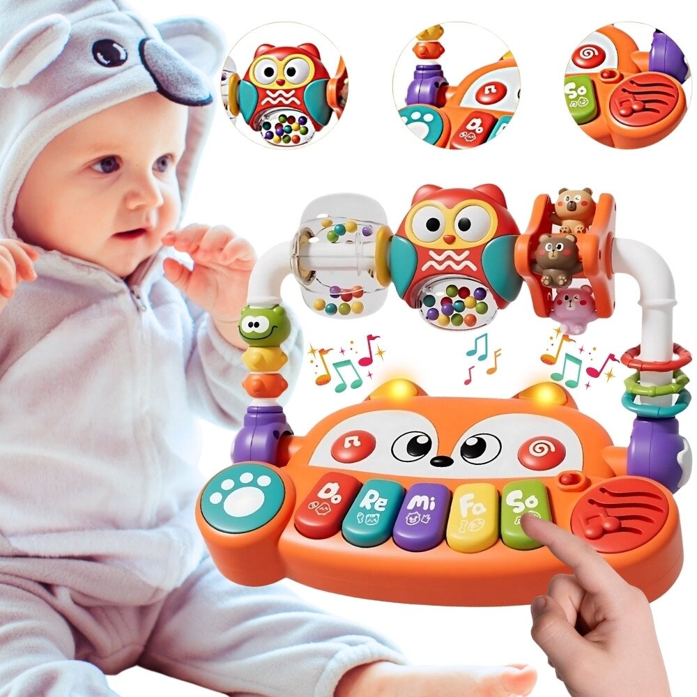WOOPIE BABY Interaktyvus edukacinis sensorinis pianinas „Laputė“ su LED ir barškučiais