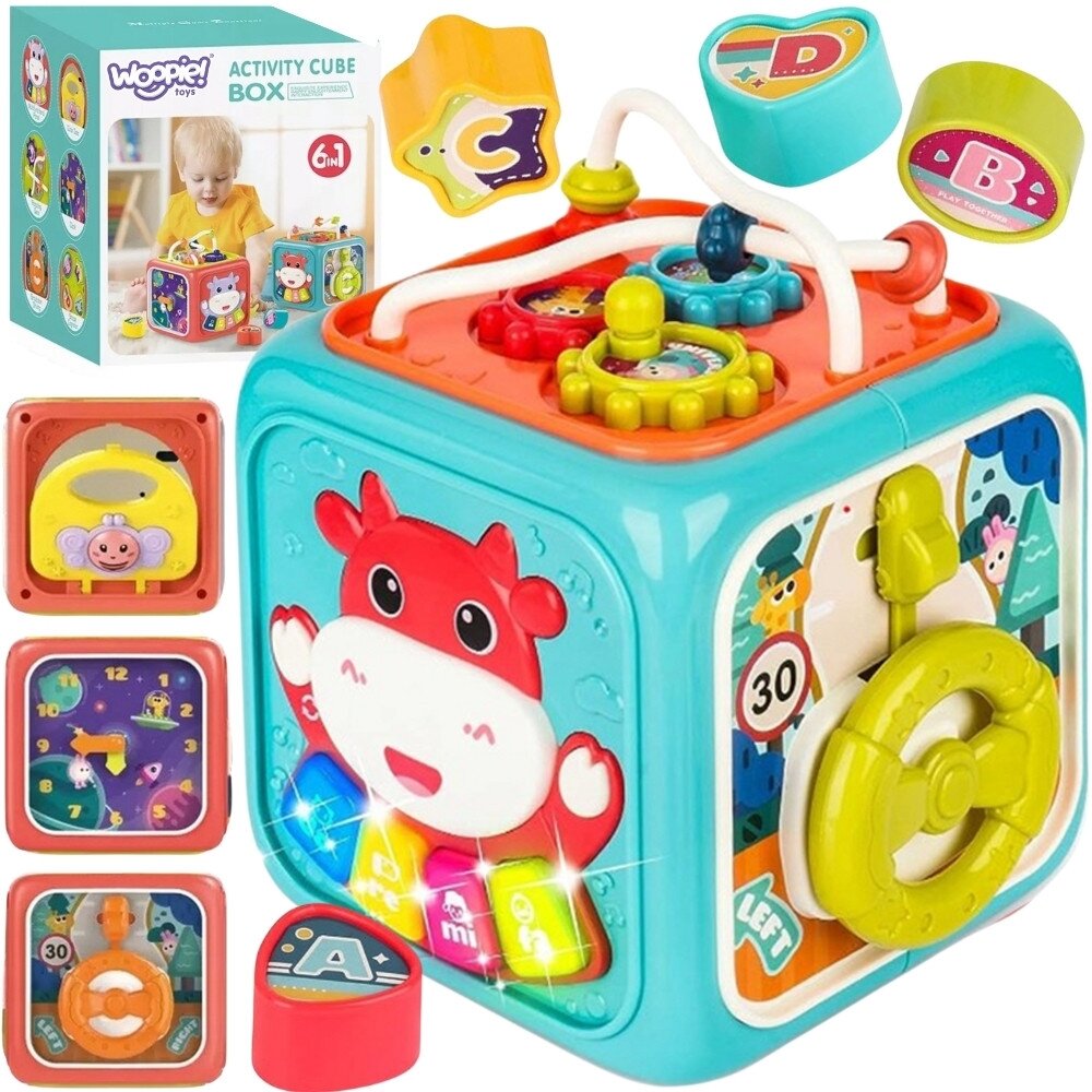 WOOPIE BABY Interaktyvus sensorinis edukacinis Montessori kubas, rūšiuoklis 6in1 WOOPIE BABY Interaktyvus sensorinis edukacinis Montessori kubas, rūšiuoklis 6in1