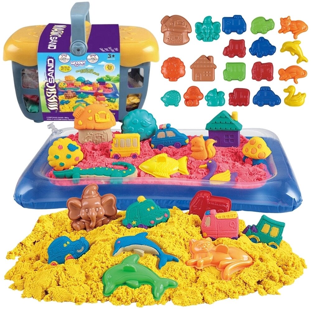 WOOPIE Kinetinis smėlis 0,8 kg rinkinys krepšelyje su formelėmis +  /