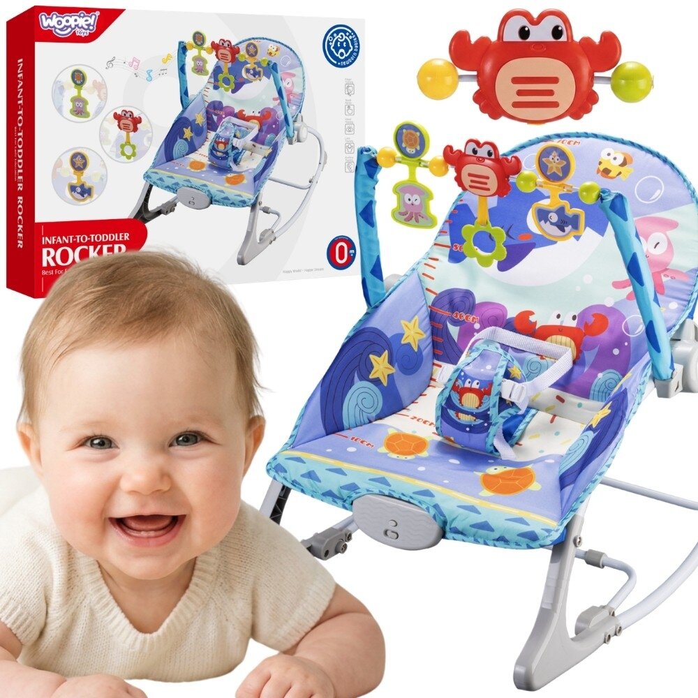WOOPIE BABY supynės-gultukas 2in1 Krabas interaktyvus vibruoja melodijos
