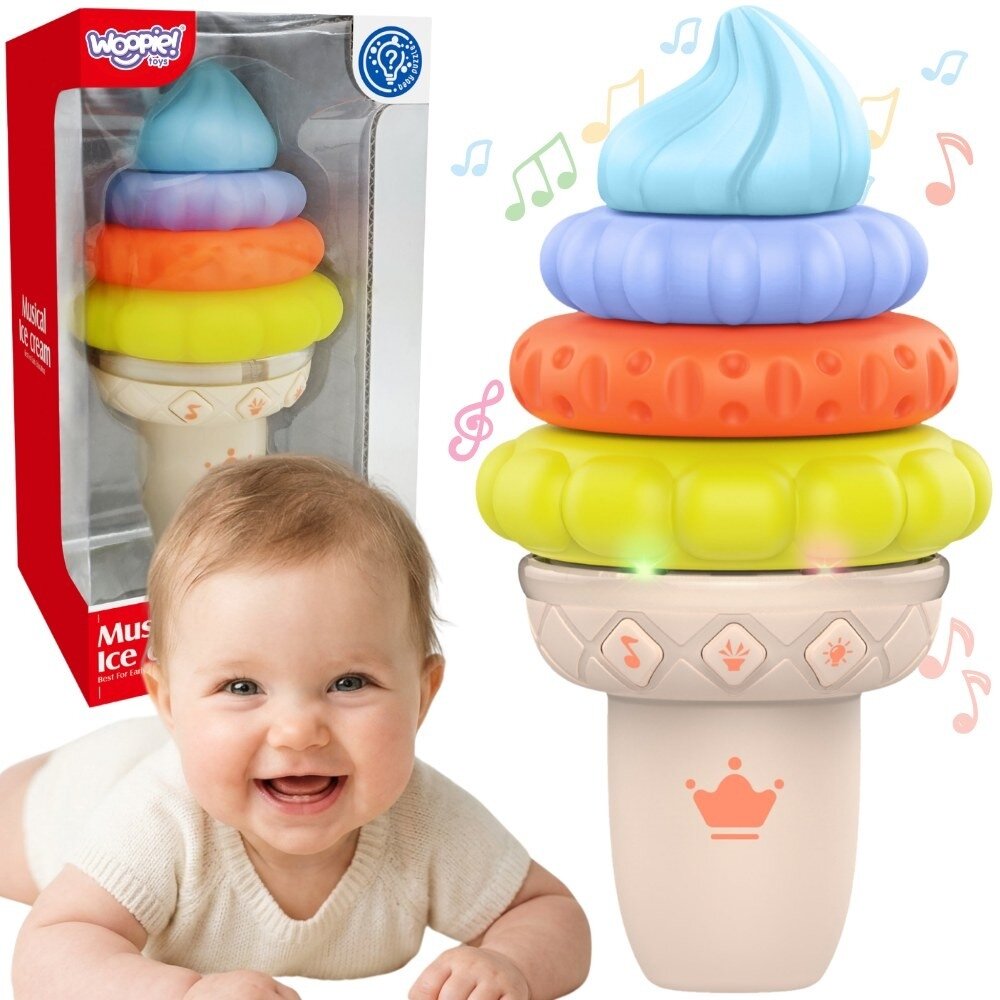 WOOPIE BABY Muzikinis edukacinis ledas Sensorinė dėlionė 5 el. Garsas Šviesos
