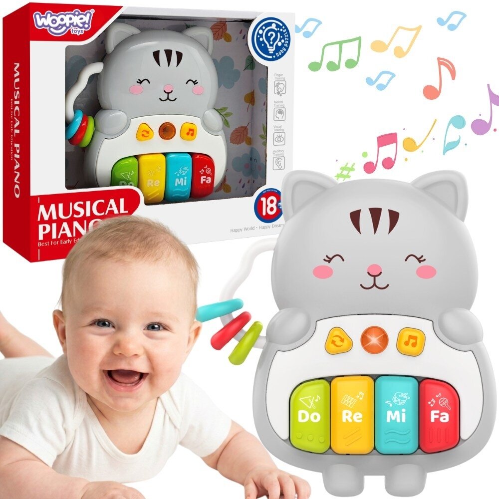 WOOPIE BABY Interaktyvus pianinas Kačiukas Muzikiniai vargonėliai Garsai Šviesa 18m+ WOOPIE BABY Interaktyvus pianinas Kačiukas Muzikiniai vargonėliai Garsai Šviesa 18m+