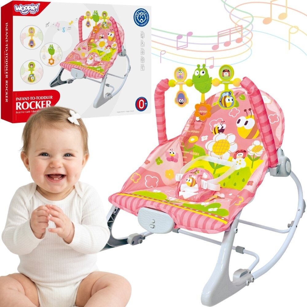 WOOPIE BABY Gultukas supynė su vibracija ir žaislų lanku rožinis WOOPIE BABY Gultukas supynė su vibracija ir žaislų lanku rožinis