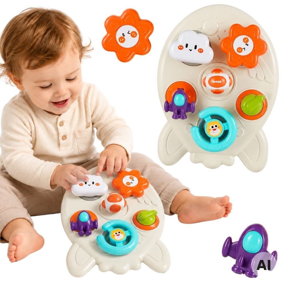 WOOPIE BABY Edukacinė veiklos lenta Raketa 7in1 WOOPIE BABY Edukacinė veiklos lenta Raketa 7in1